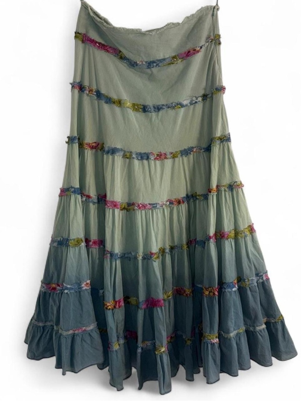 Y2K vintage forever 21 blue and green maxi skirt